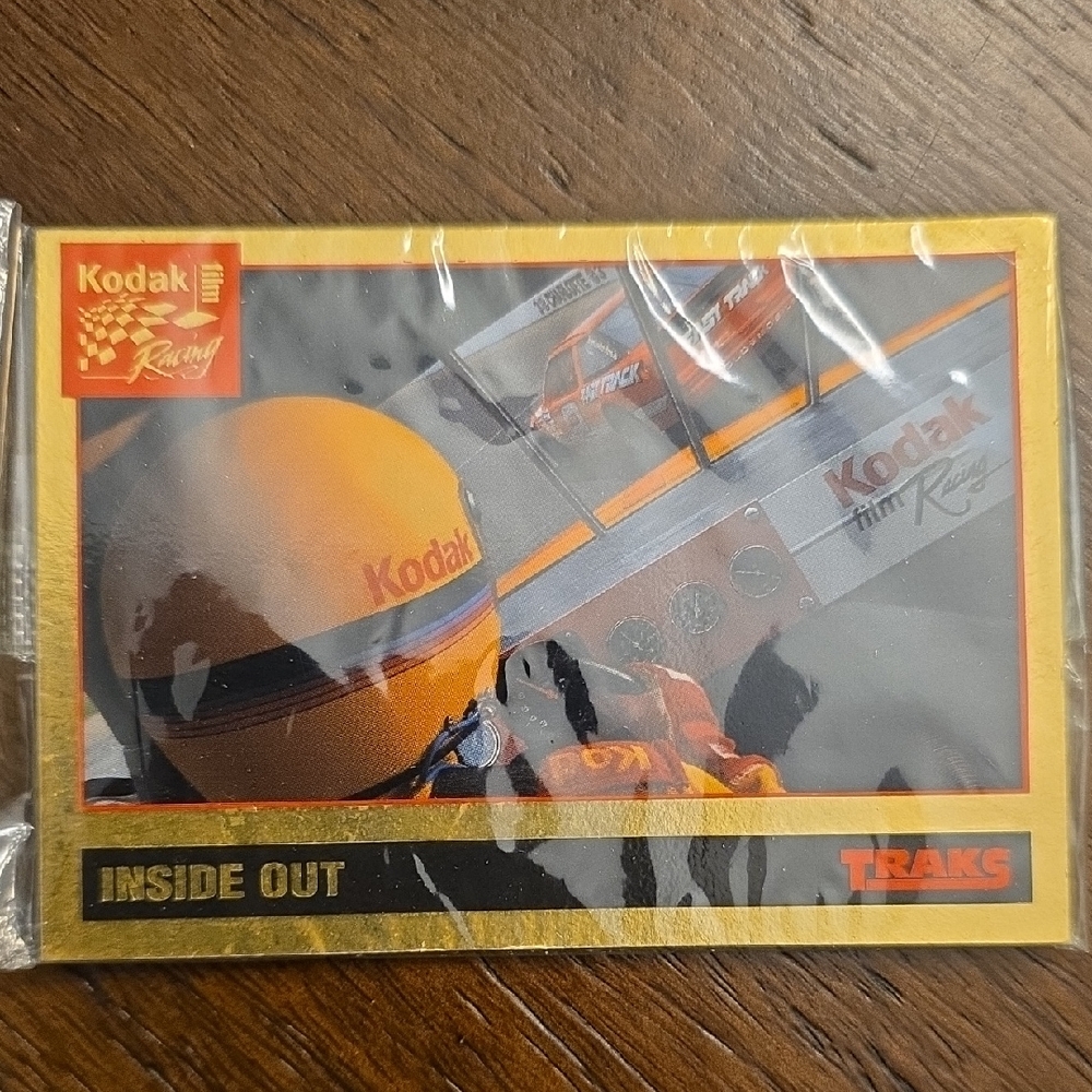 Kodak Racing Card with Yellow and Orange Helmet